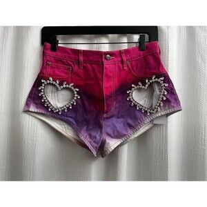AREA Pink and Purple Jean Shorts